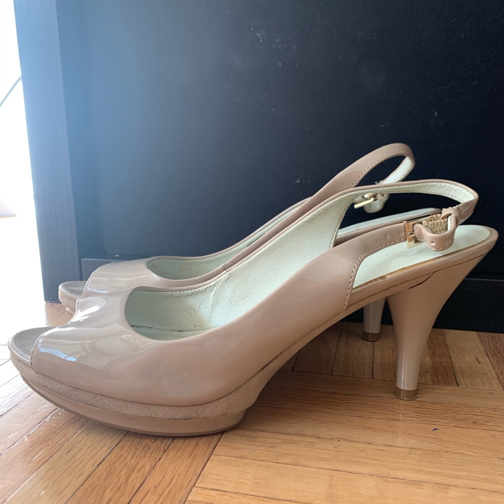 Nine West patent leather sling back heels Size 8.5